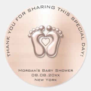 Heart Feet Baby Dusche Gefallen Geschenk Dankeschö Runder Aufkleber