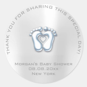 Heart Feet Baby Dusche Gefallen Junge Dankeschön G Runder Aufkleber