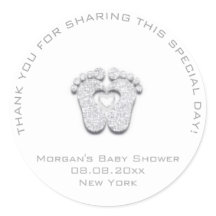 Heart Feet Baby Shower Favor Girl Danke Grey White