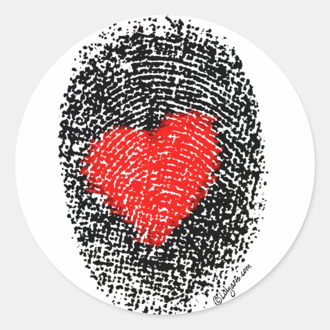 Heart Fingerprint Liebe Sticker (Vorderseite)