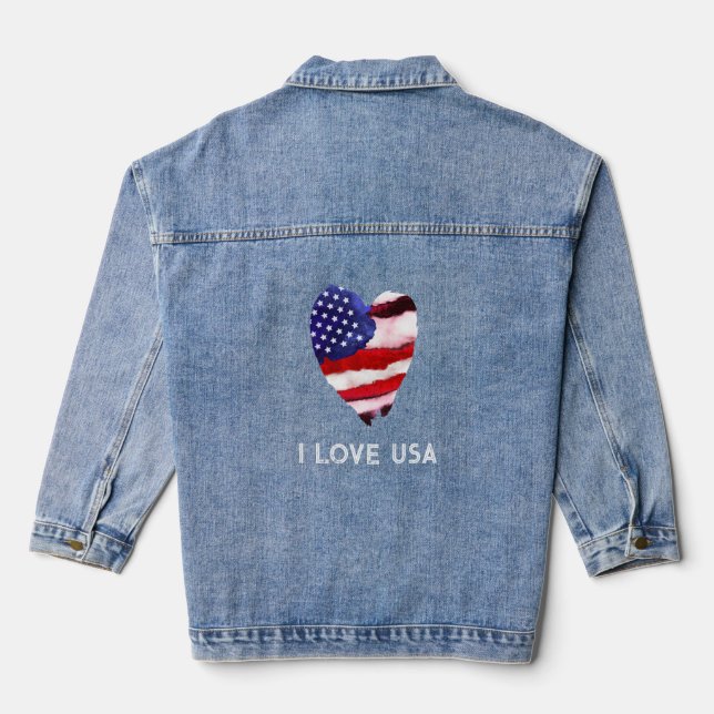 *~* HEART Flag AP27 Old Glory Patriotic Liebe USA Jeansjacke (Rückseite)