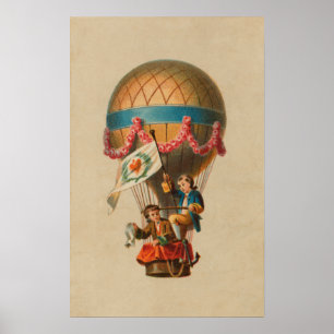 Heart Flag Hot Air Balloon Poster