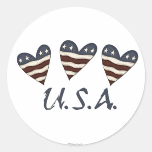 Heart Flags USA Stickers