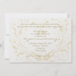 Heart Floral Diamond 60. Hochzeitstag Einladung