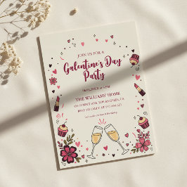 Heart Floral Galentine’s Party Invitation Einladung