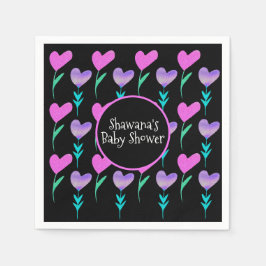 Heart Floral Valentinstag Babydusche Serviette