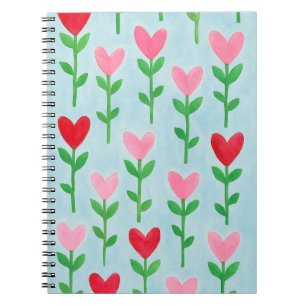Heart Floral Watercolor Journal Notizblock