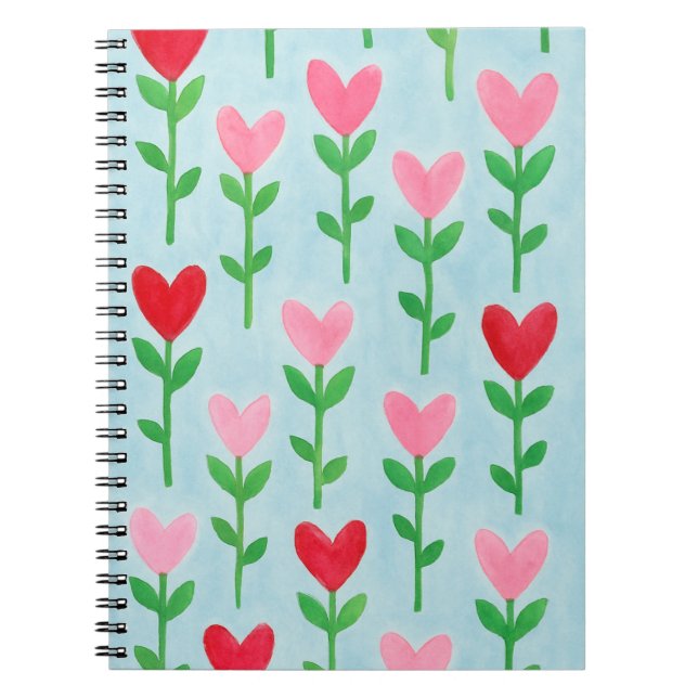 Heart Floral Watercolor Journal Notizblock (Vorderseite)