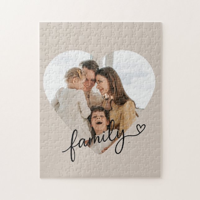 Heart Foto Family Puzzle - Personalisiertes Gesche (Vertikal)