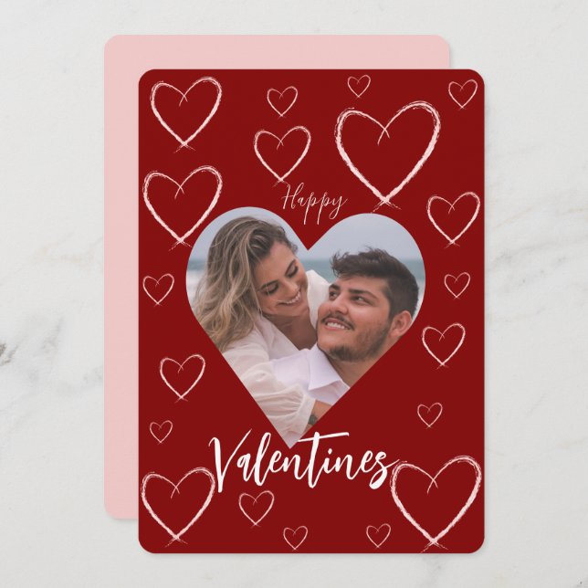 Heart Frame Happy Valentines Day Gift Card Einladung (Vorne/Hinten)