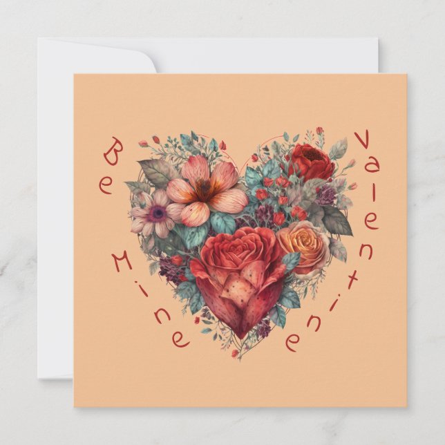 Heart Full of Flowers Vintage Valentine Card (Vorderseite)