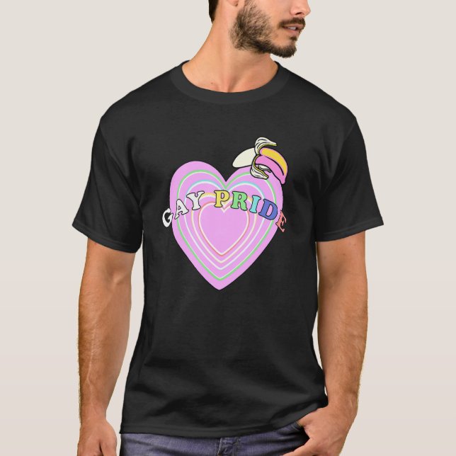 Heart Gay Pride Banana Lgbtq+ Parade Que Lesbian T-Shirt (Vorderseite)