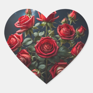 Heart geprägte Sticker mit Rose