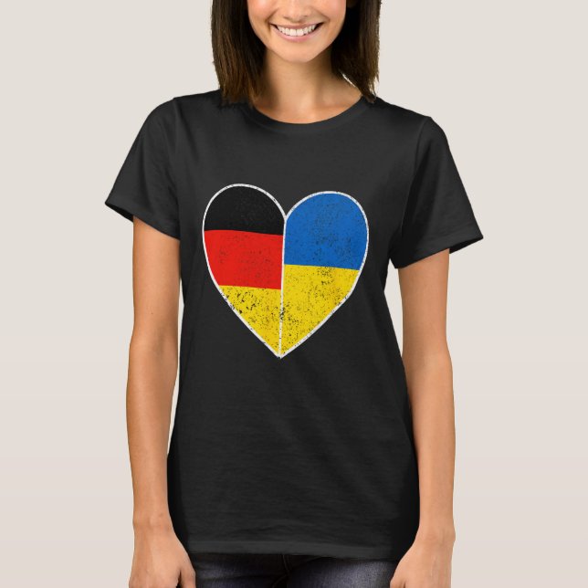Heart Germany And Ukraine Solidarity Friendship Vi T-Shirt (Vorderseite)
