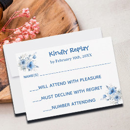 Heart Glasses Teddy Bear Blue Baby Shower RSVP Karte