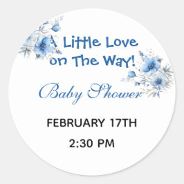 Heart Glasses Teddy Bear Blue Baby Shower Runder Aufkleber