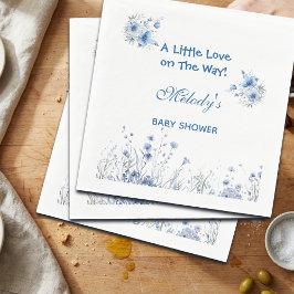 Heart Glasses Teddy Bear Blue Baby Shower Serviette