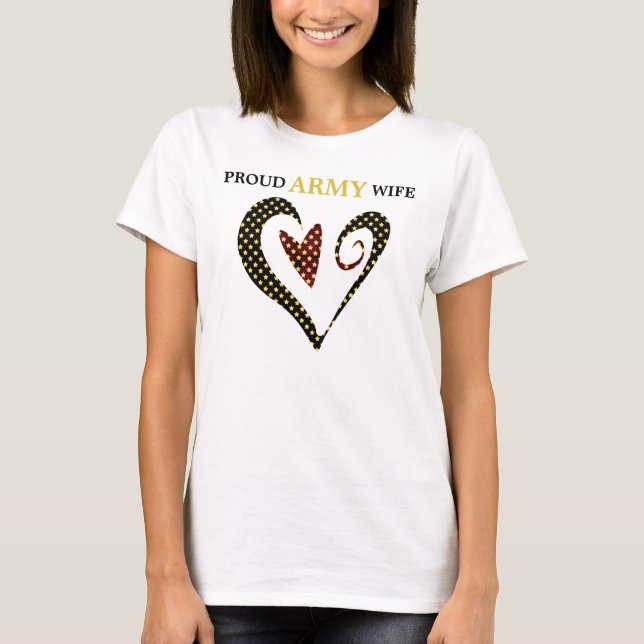Heart Gold Star Army Ehefrau T-Shirt (Vorderseite)