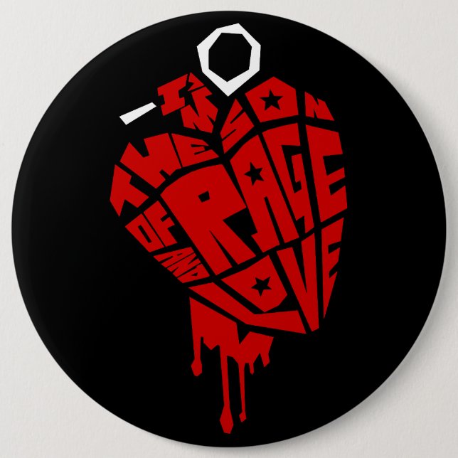 Heart Grenade "Son of Rage and Love" Button (Vorderseite)
