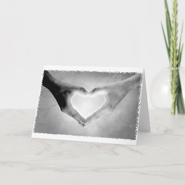 Heart Hands B&W Foto Karte (Vorderseite)