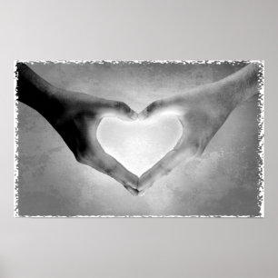 Heart Hands B&W Foto Poster