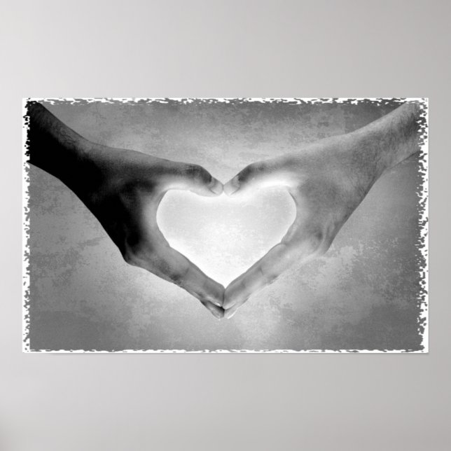 Heart Hands B&W Foto Poster (Vorne)