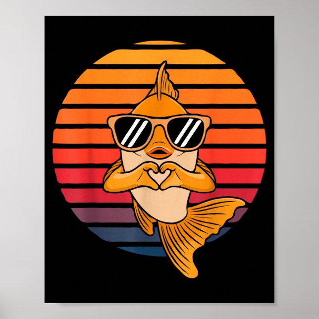 Heart Hands Funny Retro Goldfish Lover Sungles Mak Poster (Vorne)