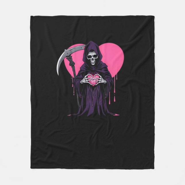 Heart Hands Sensenmann Classic Meme Fleecedecke (Vorderseite)