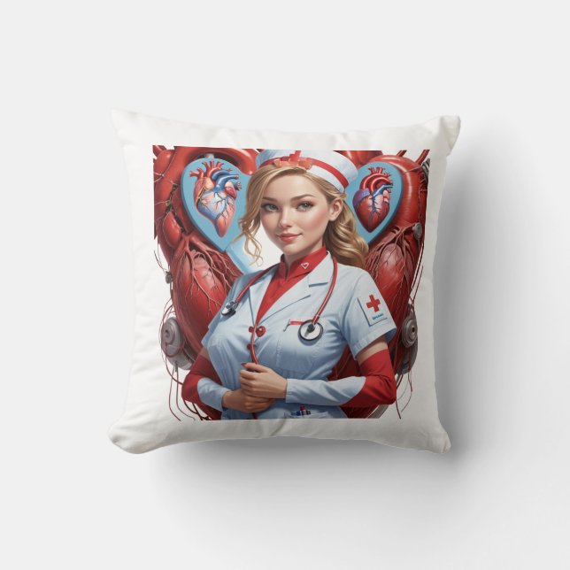 Heart & Healing - Nurse with Anatomical Heart Kissen (Vorderseite)