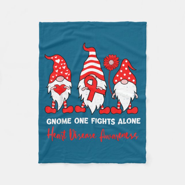 Heart Health Gnome Heart Disease Awareness Chd Red Fleecedecke (Vorderseite)
