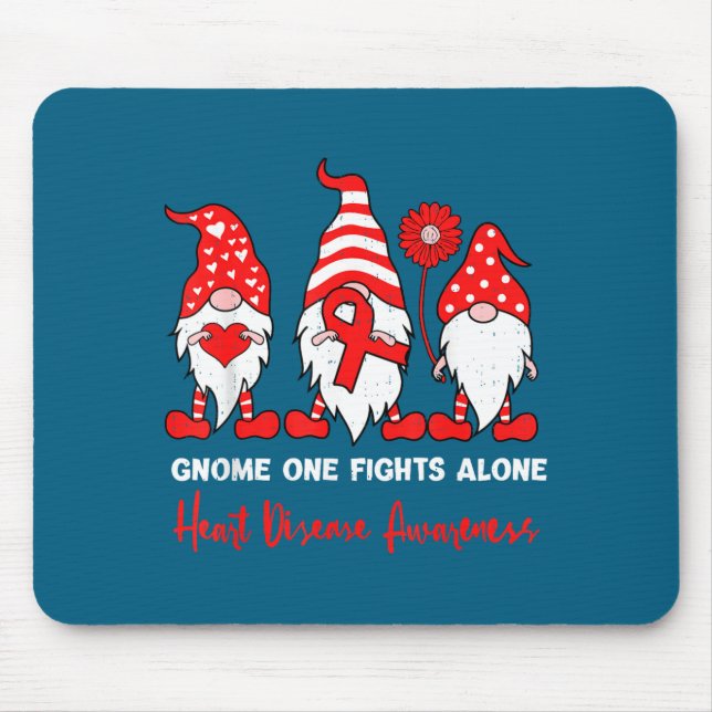 Heart Health Gnome Heart Disease Awareness Chd Red Mousepad (Vorne)