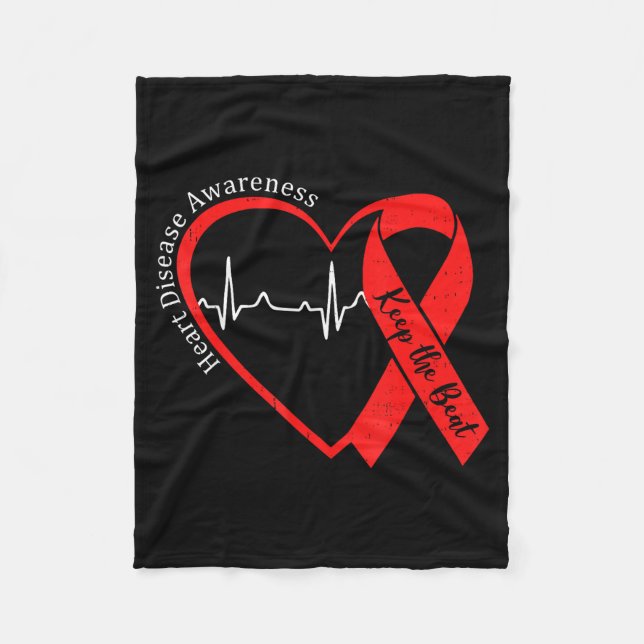 Heart Health Heart Disease Awareness Chd Heartbeat Fleecedecke (Vorderseite)
