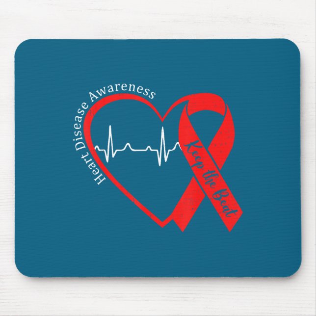 Heart Health Heart Disease Awareness Chd Heartbeat Mousepad (Vorne)