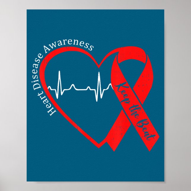 Heart Health Heart Disease Awareness Chd Heartbeat Poster (Vorne)