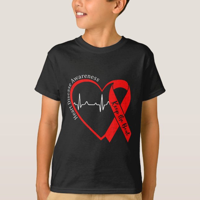 Heart Health Heart Disease Awareness Chd Heartbeat T-Shirt (Vorderseite)