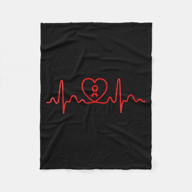 Heart Health Heart Disease Awareness Heartbeat Chd Fleecedecke (Vorderseite)