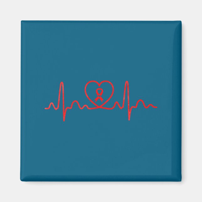 Heart Health Heart Disease Awareness Heartbeat Chd Magnet (Vorne)