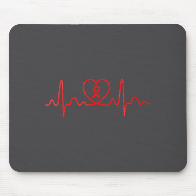 Heart Health Heart Disease Awareness Heartbeat Chd Mousepad (Vorne)