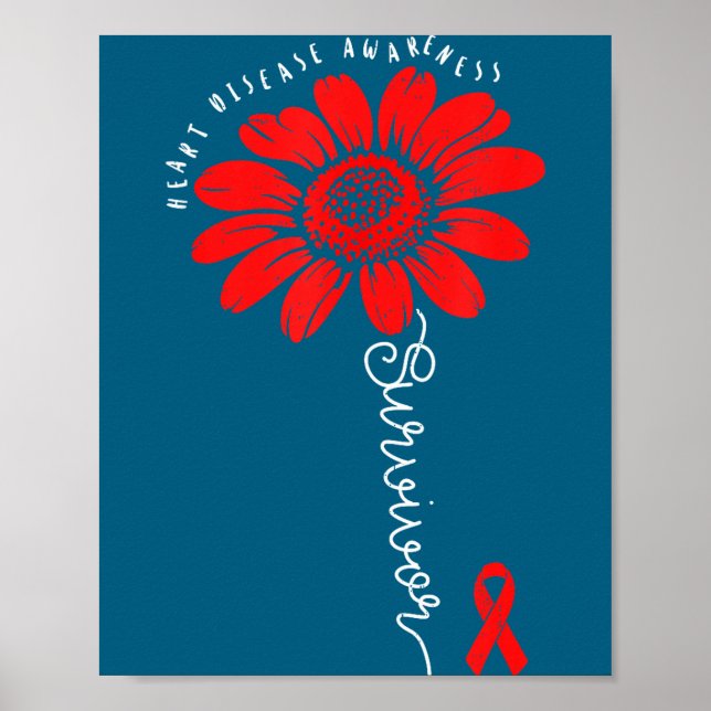 Heart Health Survivor Heart Disease Awareness Chd  Poster (Vorne)