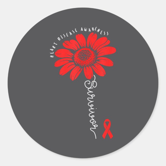 Heart Health Survivor Heart Disease Awareness Chd  Runder Aufkleber (Vorderseite)