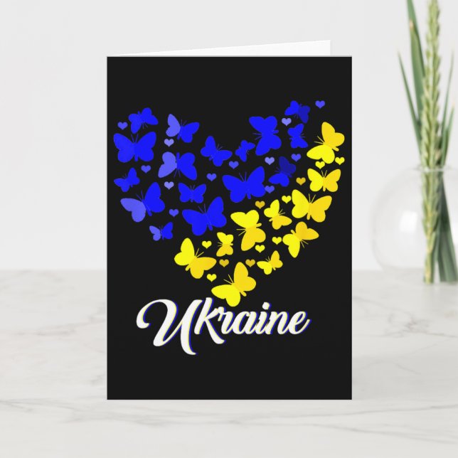 Heart Heart Ukraine Shirt Butterfly I Stand With U Karte (Vorderseite)