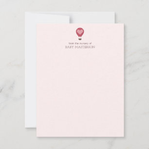 Heart Hot Air Ballon Pastel Pink Baby Dusche Mitteilungskarte