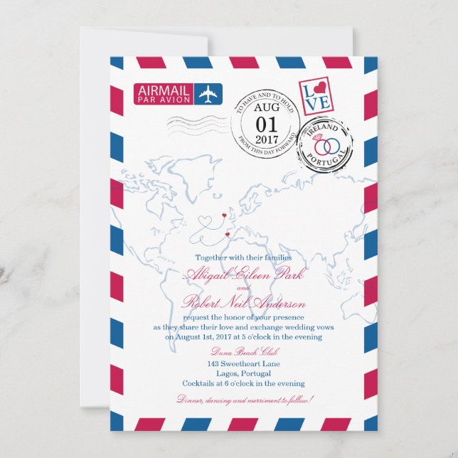 Heart Ireland und Portugal Wedding Einladung (Vorderseite)