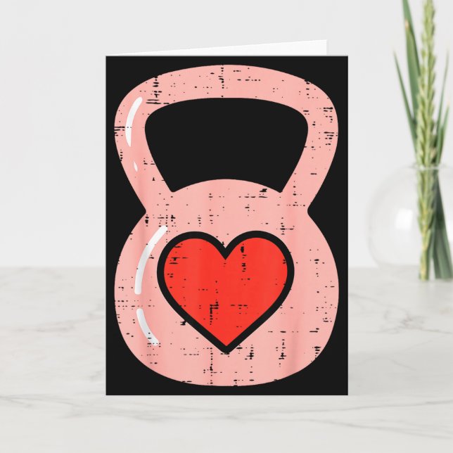 Heart Kettlebell Gym Fitness Valentines Day Men Wo Karte (Vorderseite)