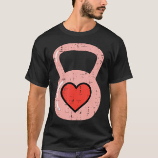 Heart Kettlebell Gym Fitness Valentinstag Men Wo T-Shirt