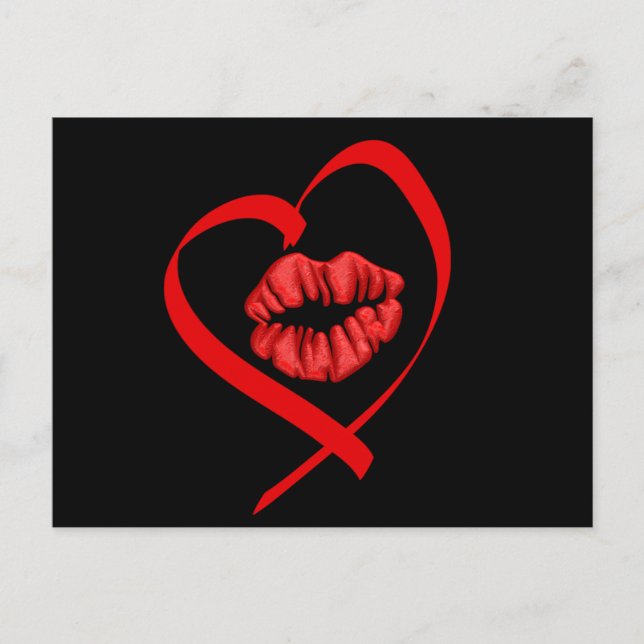 Heart Kiss Postcard Postkarte (Vorderseite)