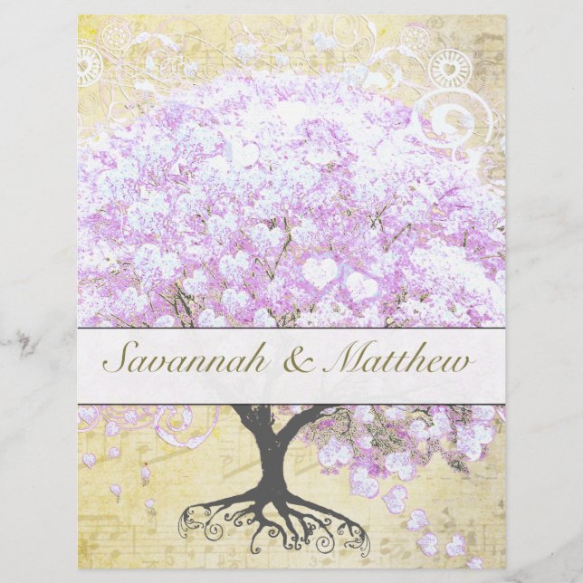 Heart Leaf Lavender Tree Vintag Bird Wedding (Vorderseite)