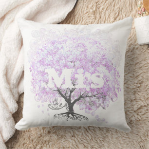Heart Leaf Lavender Tree Vintag Bird Wedding Kissen