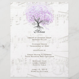 Heart Leaf Lavender Tree Vintag Bird Wedding Menu