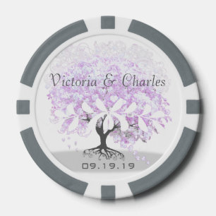 Heart Leaf Lavender Tree Vintage Wedding Pokerchips